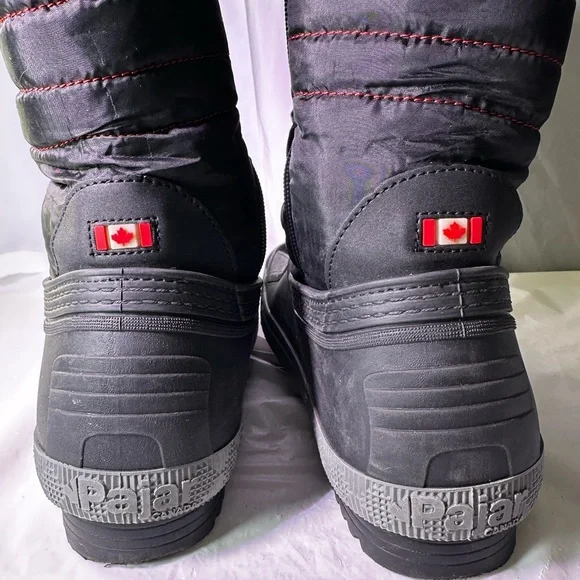 Pajar Black Snow Boots with Gray Fur